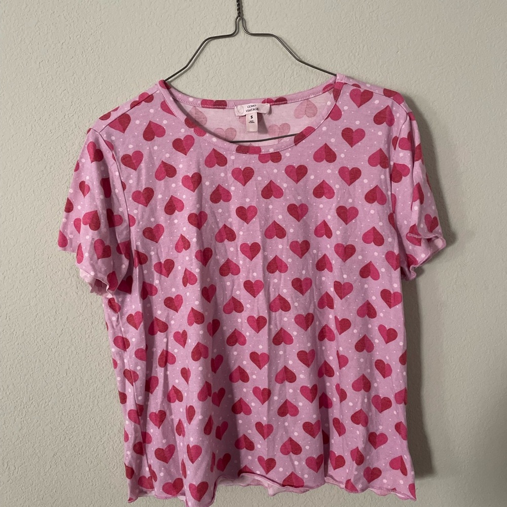 Pink Heart Print Tee